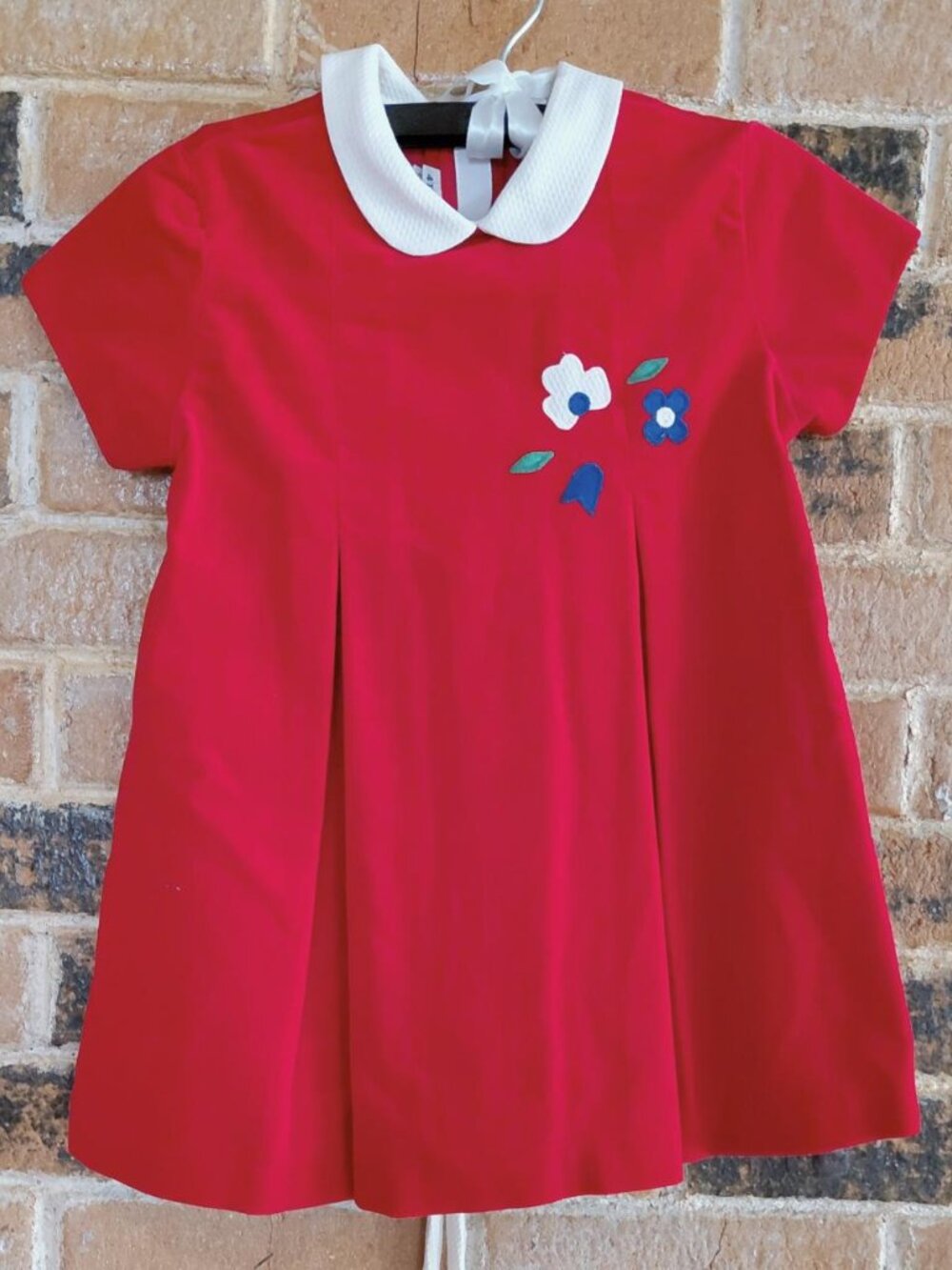 Vintage Sylvia Whyte Red Velveteen Girls Dress